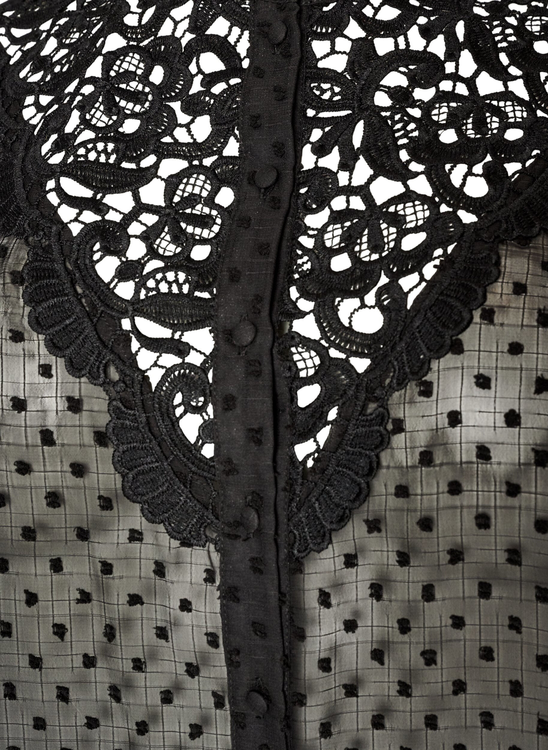 ZizziOverhemdblouse met kanten inzet en stippenpatroon, Zwart, Packshot image number 2