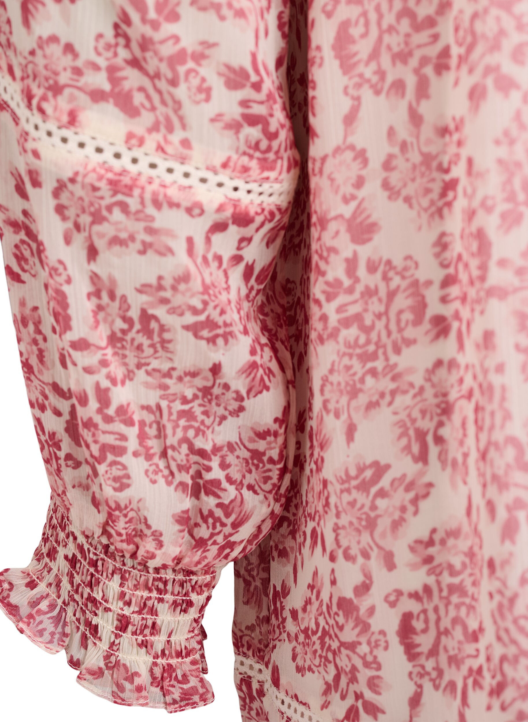 ZizziKorte chiffonjurk met gehaakte details, Roze, Packshot image number 3