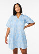 Korte jurk met een decoratief opengewerkt patroon, Blauw, Model image number 0
