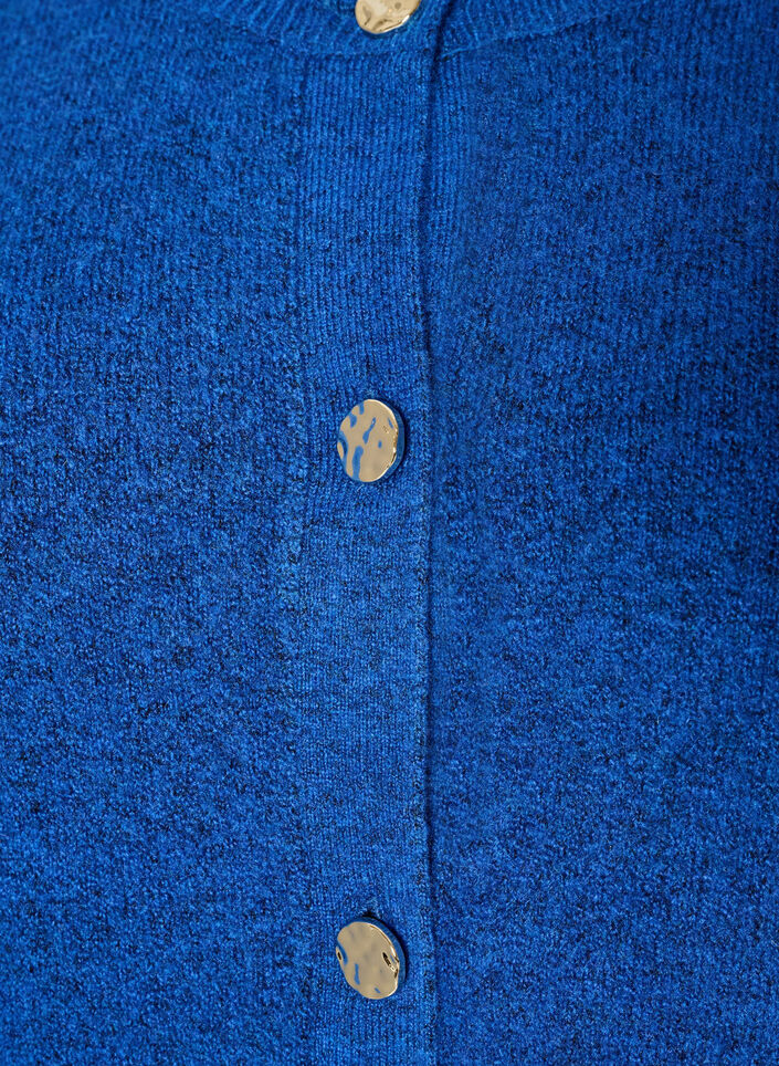 Cardigan in zacht breisel met goudkleurige knopen, Turquoise, Packshot image number 2