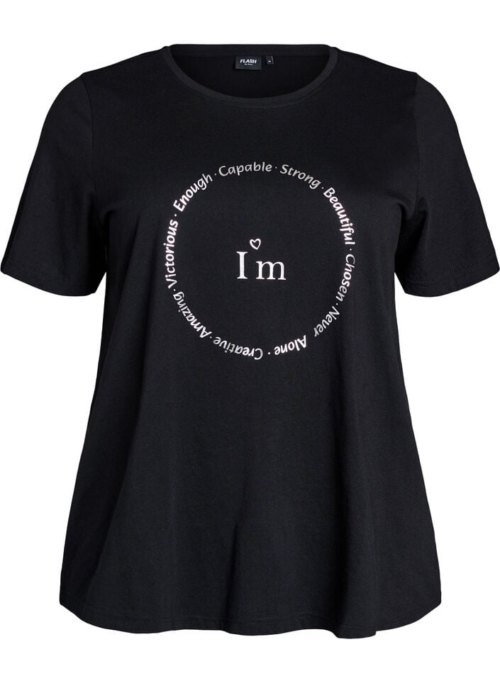 T-shirt met print, Zwart, Packshot image number 0
