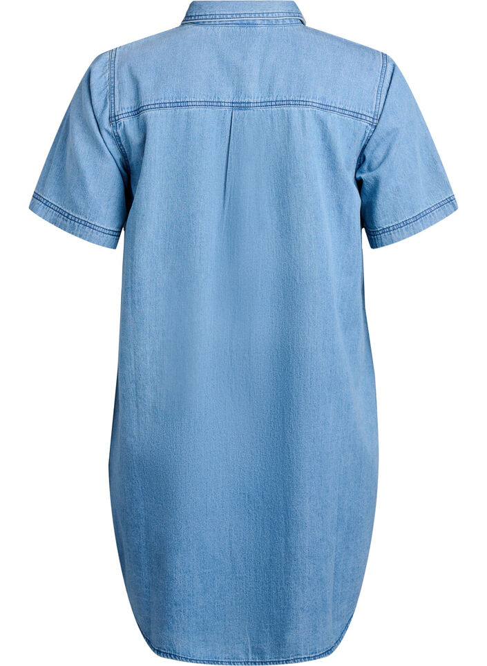 Denim shirtjurk met korte mouwen, Light Blue Denim, Packshot