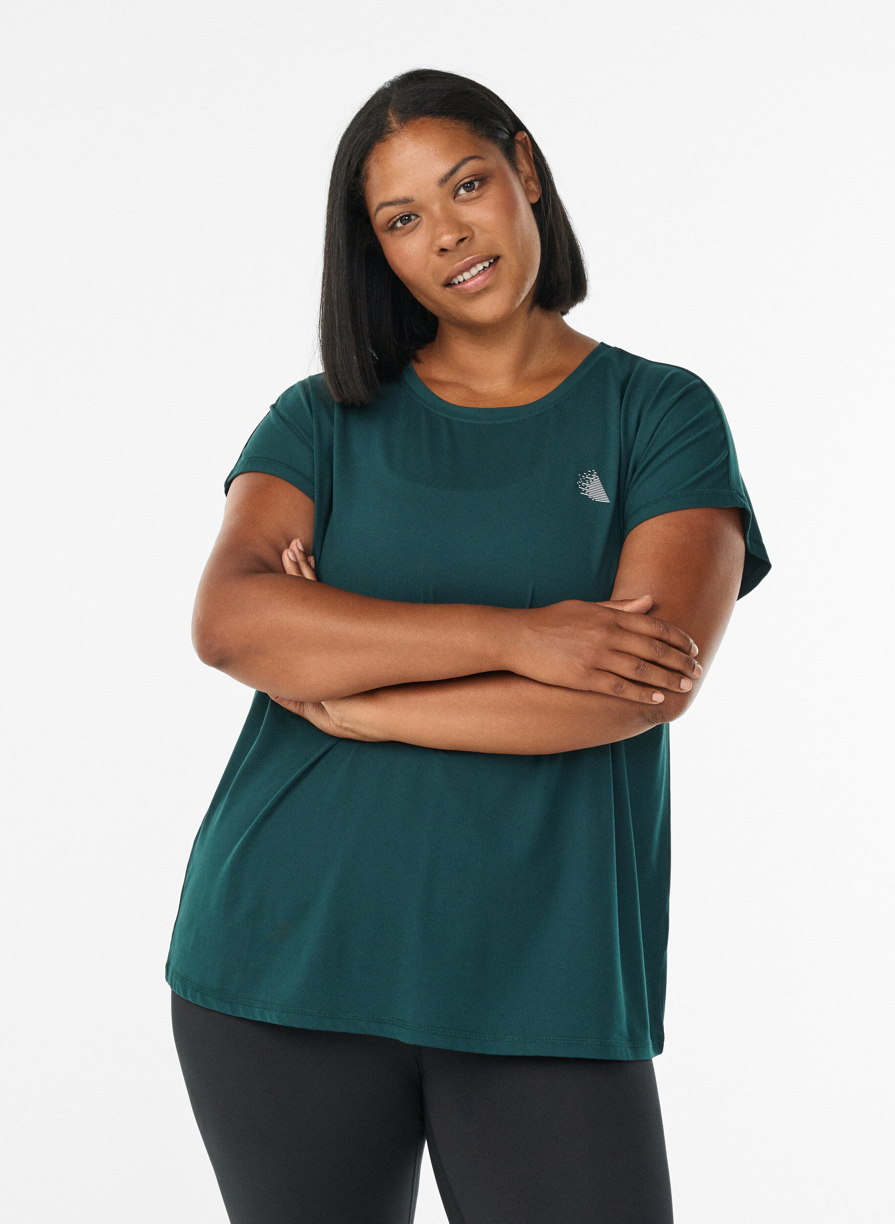 Effen gekleurd trainingsshirt, Groen, Model