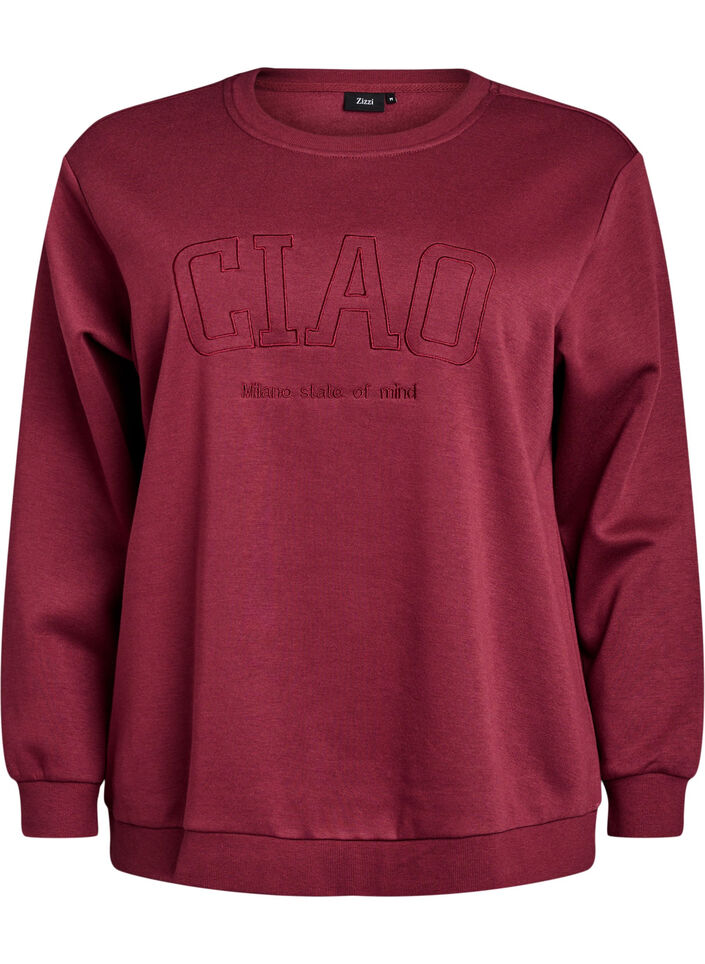 Sweatshirt met geborduurd Milaan-motief, Donker Bordeaux, Packshot image number 0