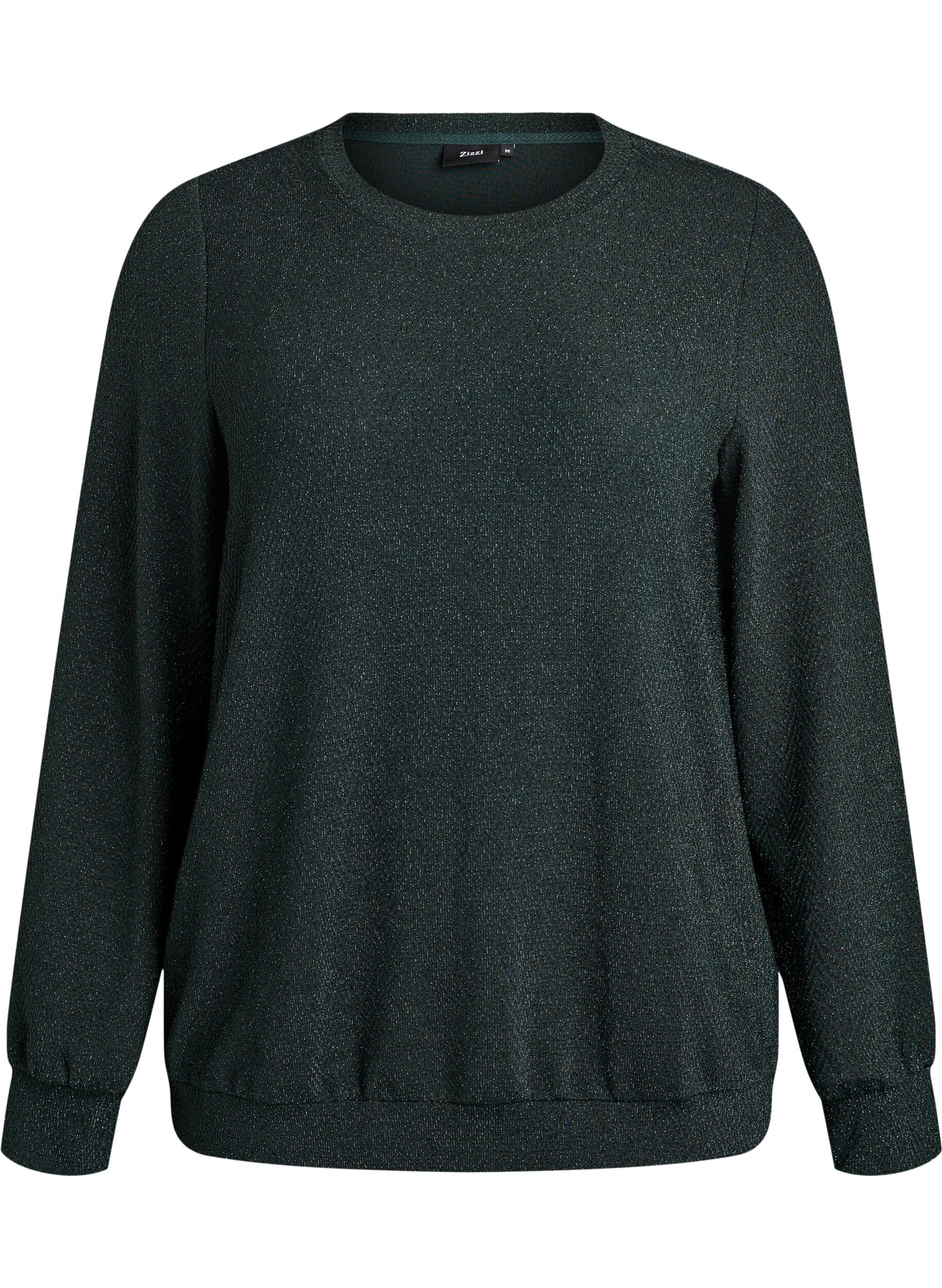 Blouse met visgraatpatroon en glinsterend garen