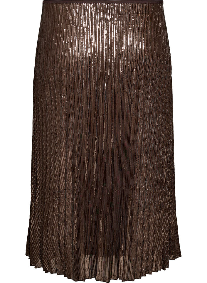 A-lijn midirok met pailletten, Bruin, Packshot image number 1