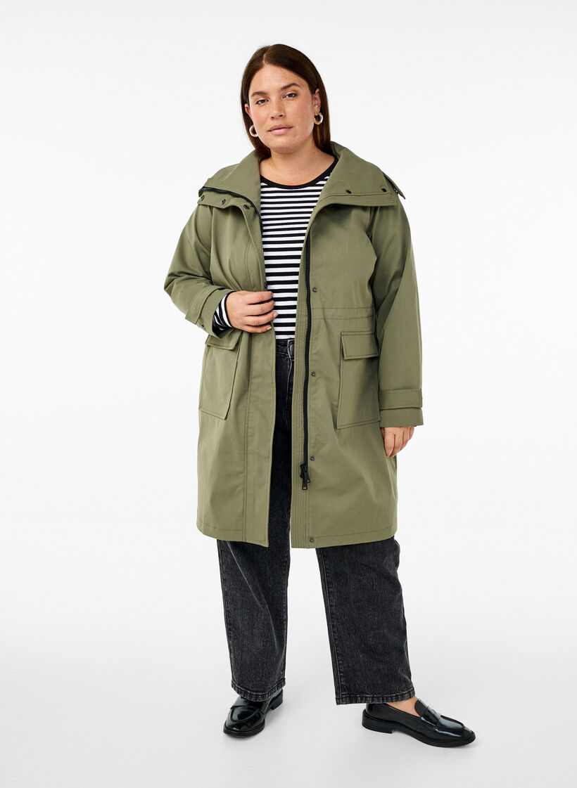 Waterafstotende parka jas, Deep Lichen Green, Model