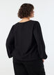 Viscose blouse met V-hals en ballonvormig silhouet, Zwart, Model image number 2