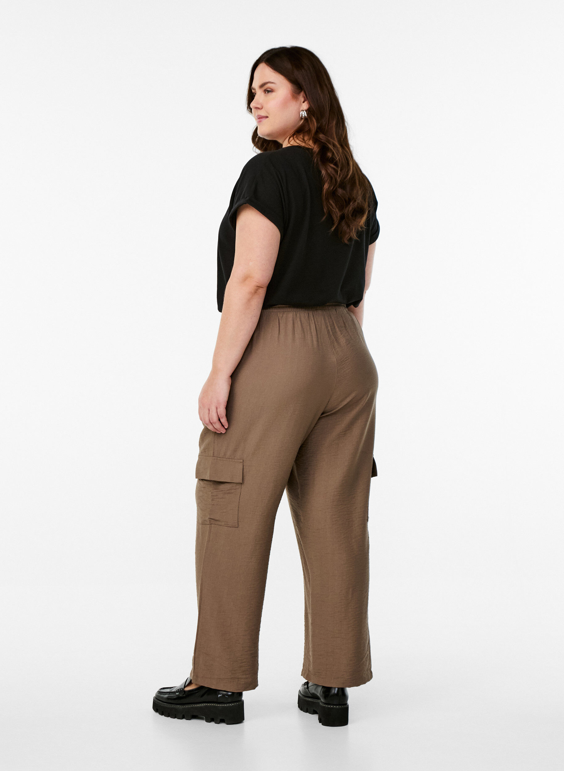ZizziCargo broek met hoge taille, Beige, Model image number 1