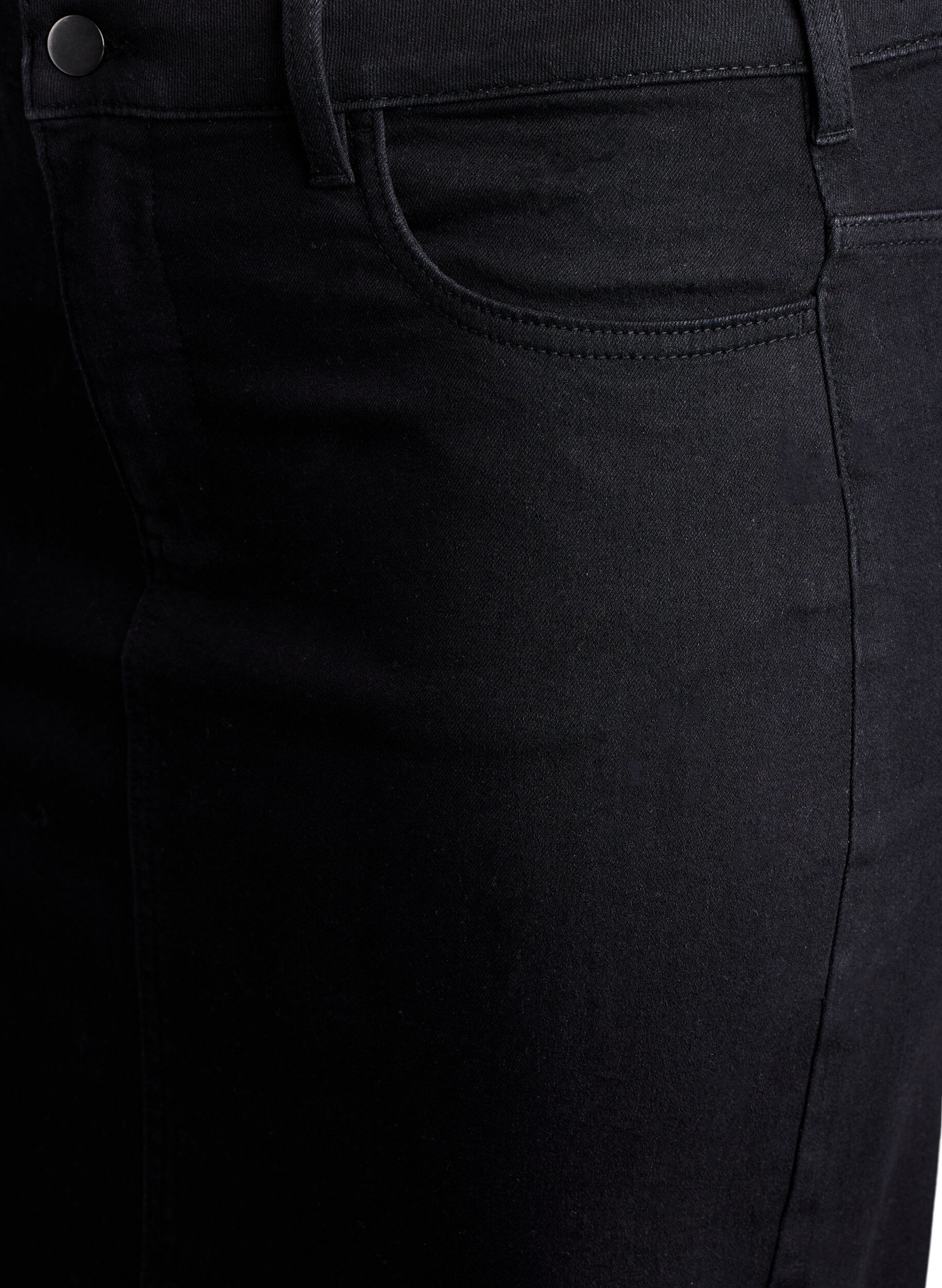 ZizziHalflange denimrok met een voorsplit, Zwart, Packshot image number 2