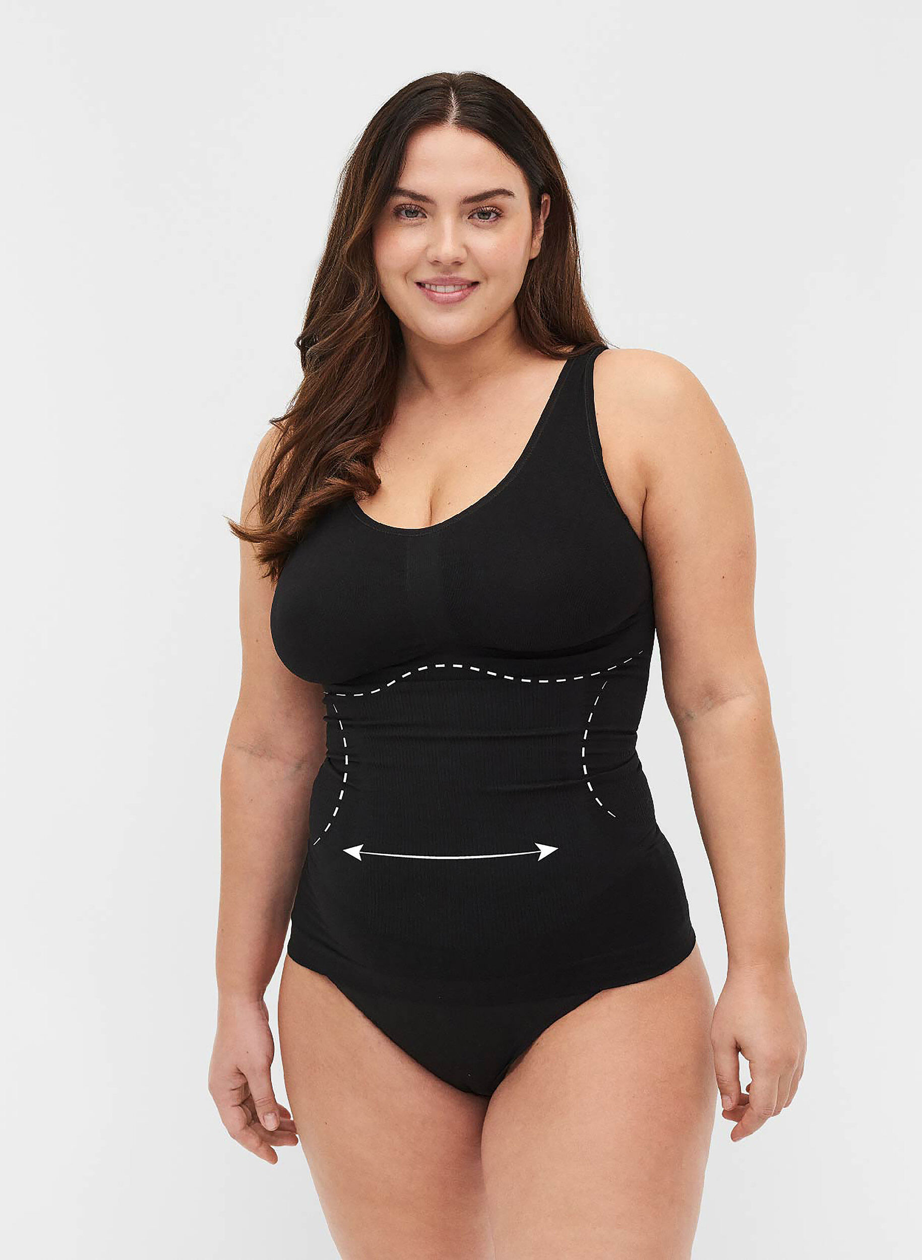 Shapewear top met brede bandjes, Zwart, Model
