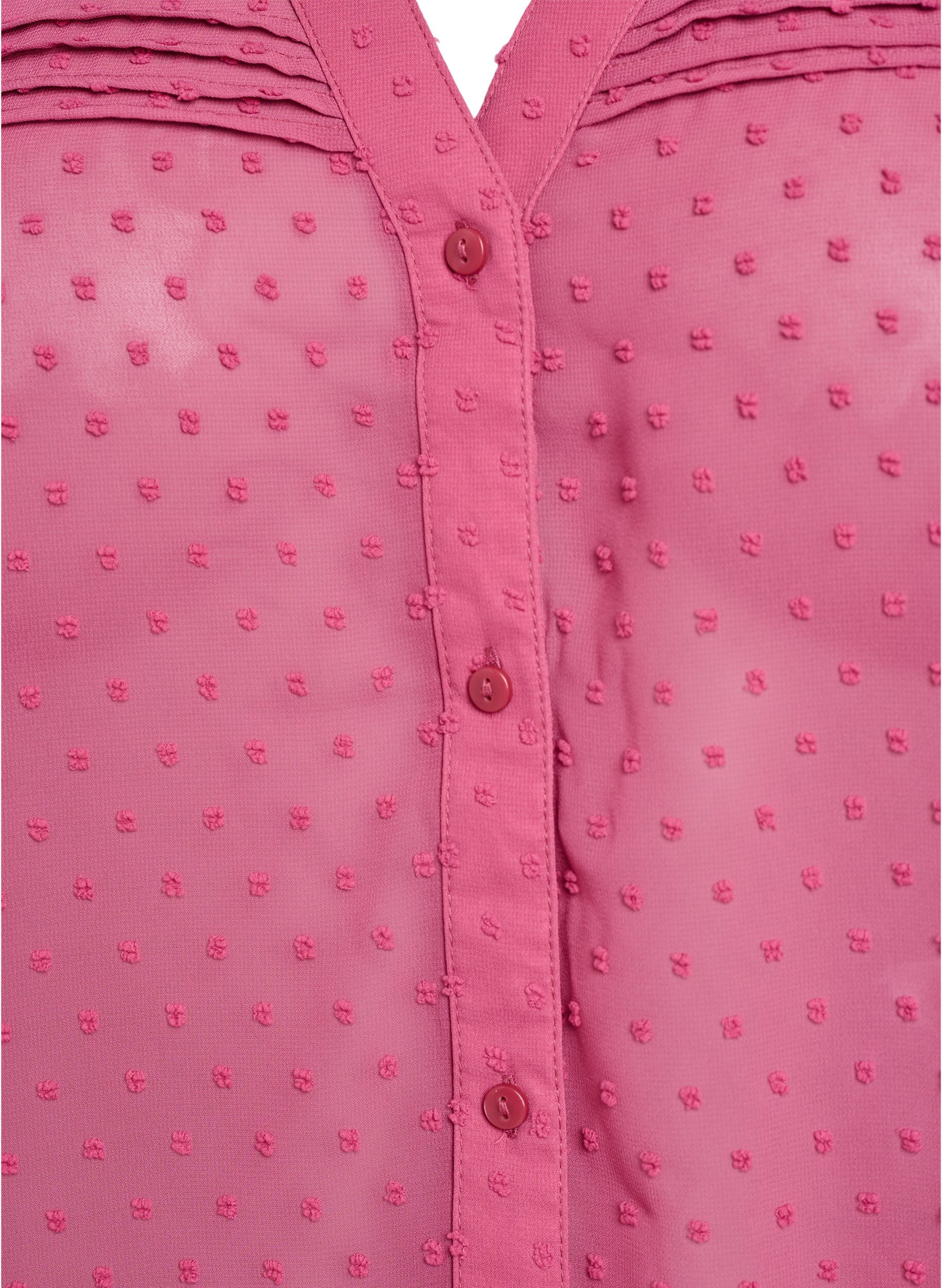 ZizziBlouse met korte mouwen en een gestippelde textuur, Roze, Packshot image number 2
