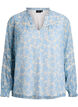 Chiffonblouse met bloemenprint en gehaakte bies, Blauw, Packshot image number 0