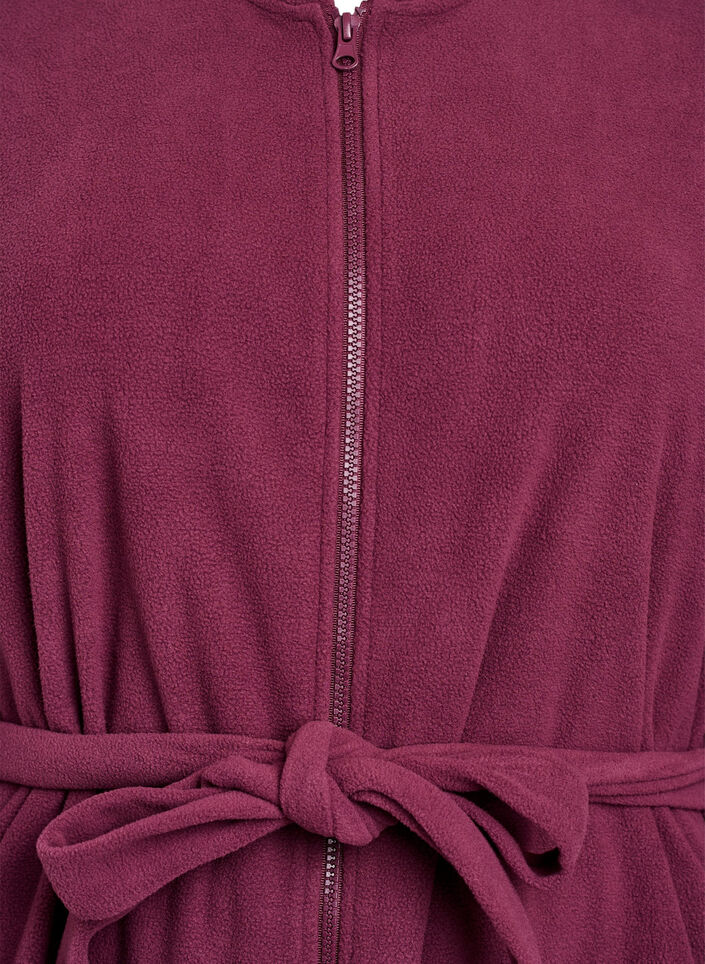 Ochtendjas met rits en capuchon, Donker Bordeaux, Packshot image number 2