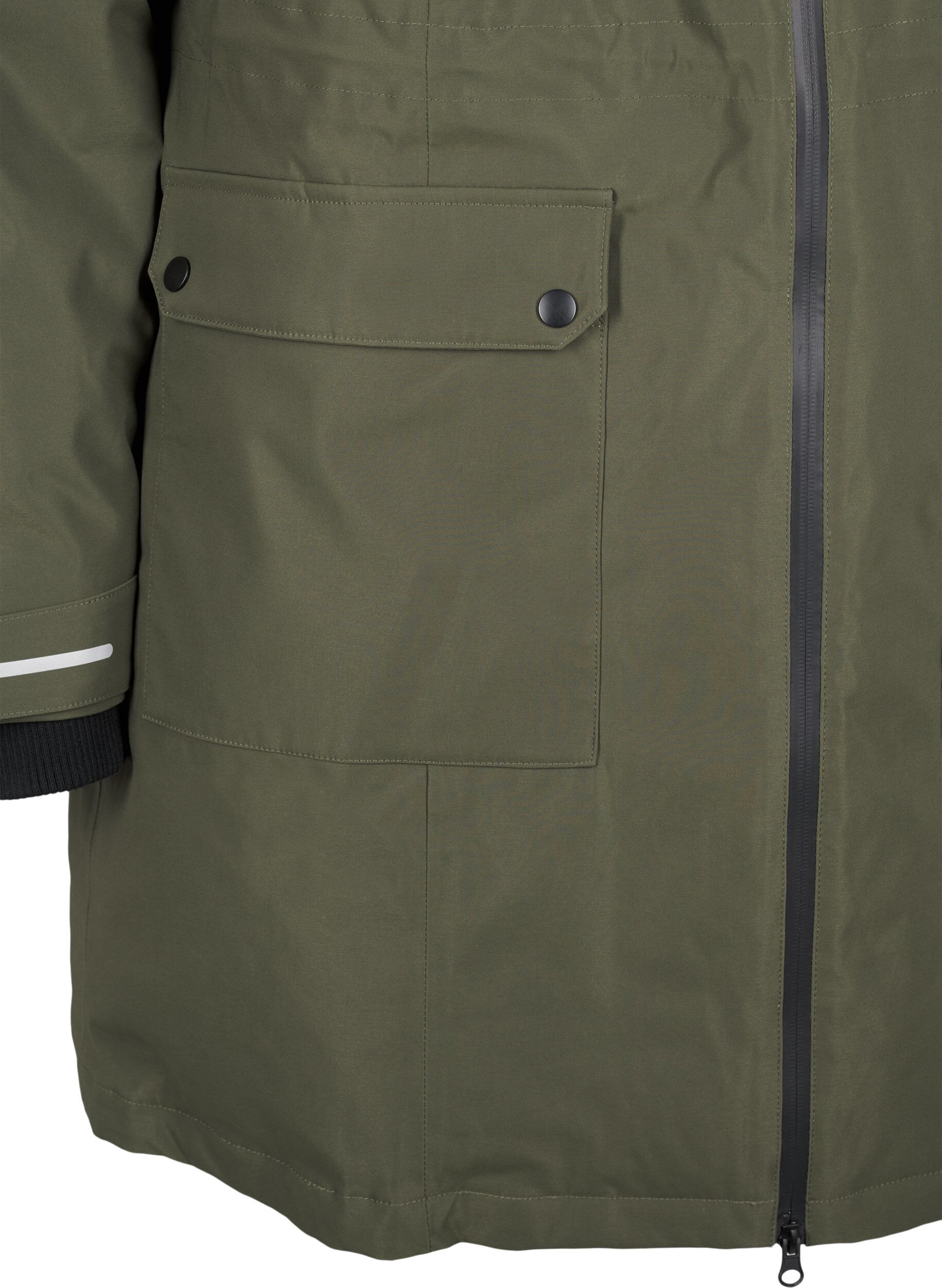 ZizziPraktische winterjas met capuchon en zakken, Groen, Packshot image number 3