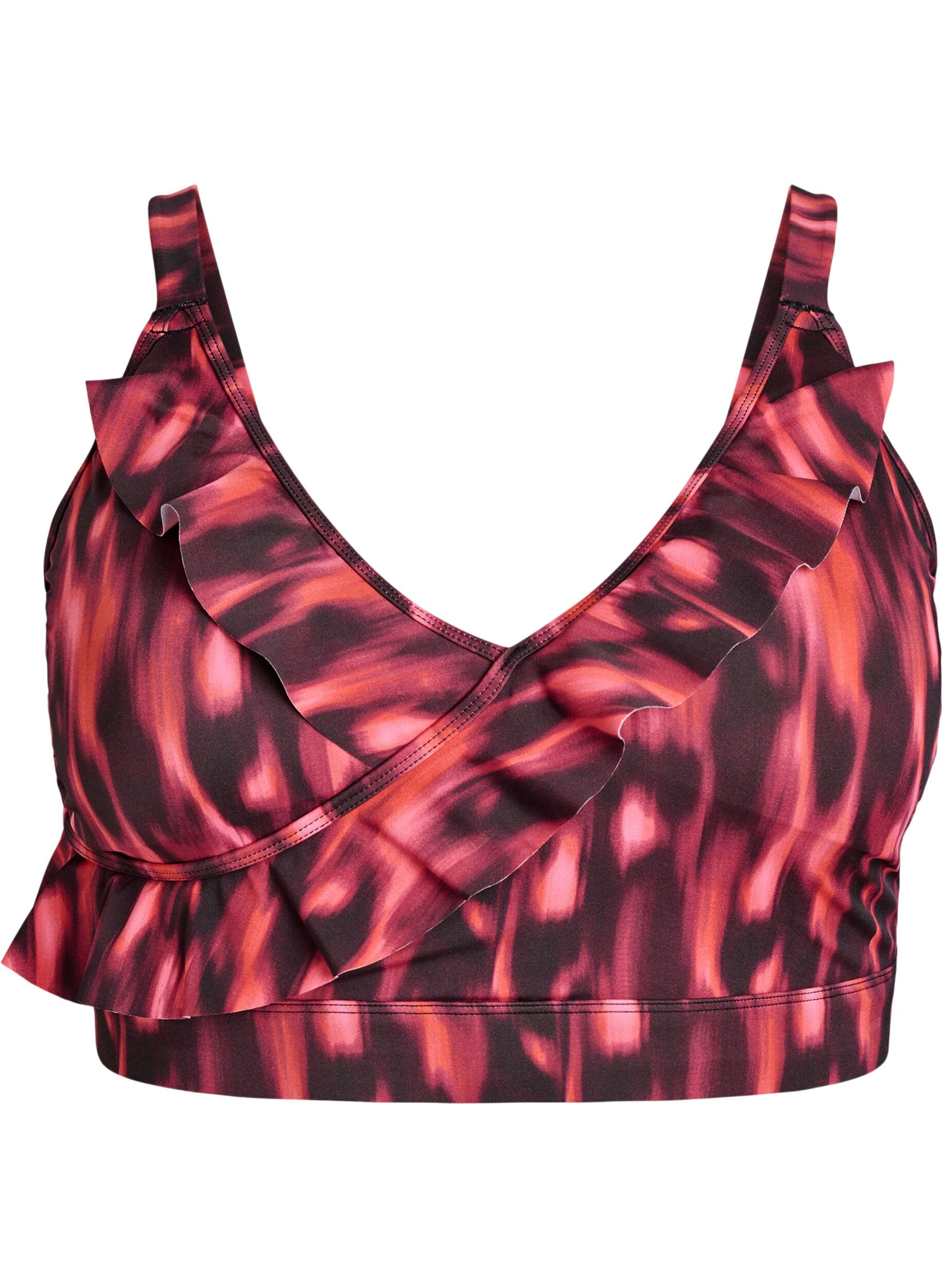 Bikinitop met print en ruchesdetails