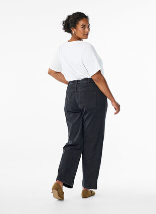 ZizziStraight-fit jeans met een strikceintuur, Black, Model image number 1