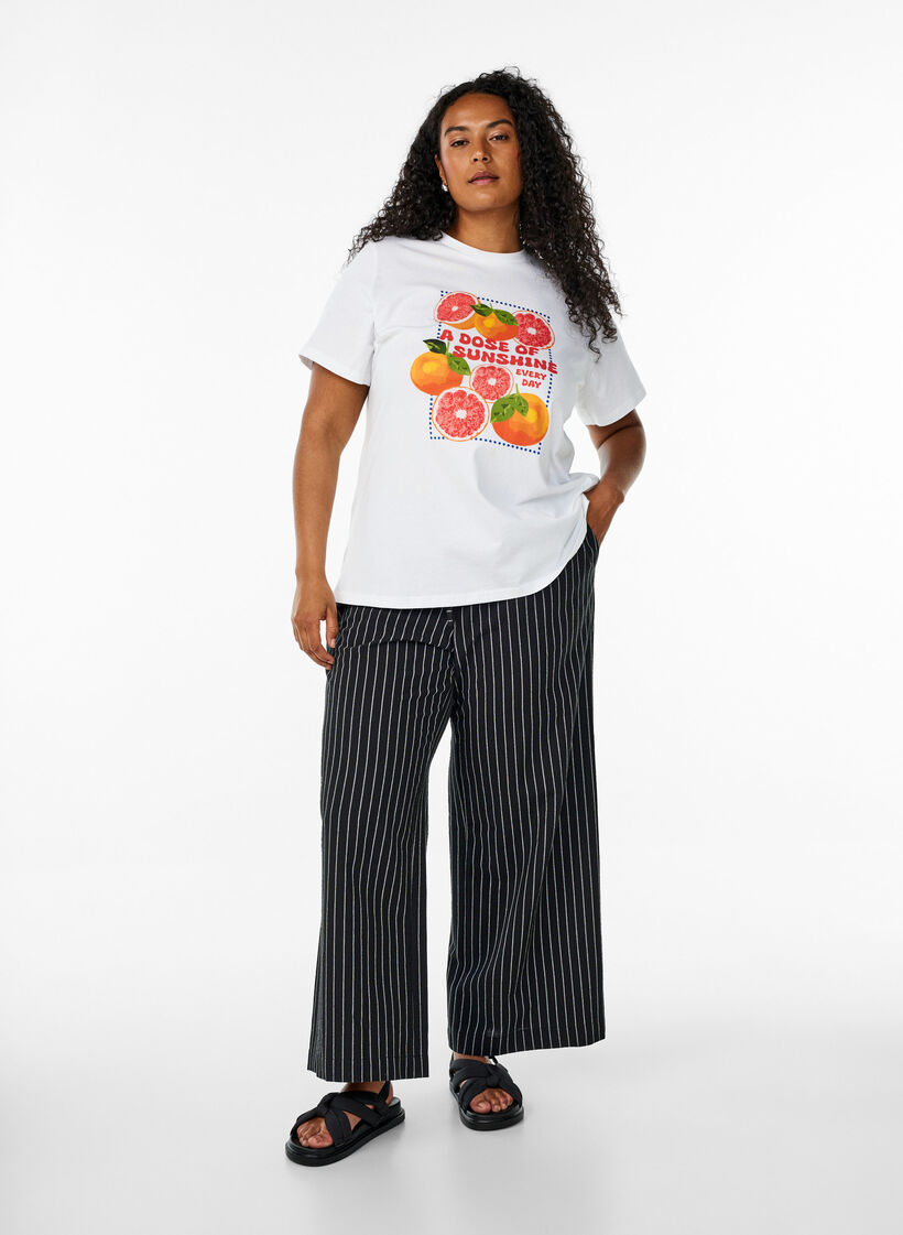 Losse broek met hoge taille en zakken, Zwart, Model image number 1