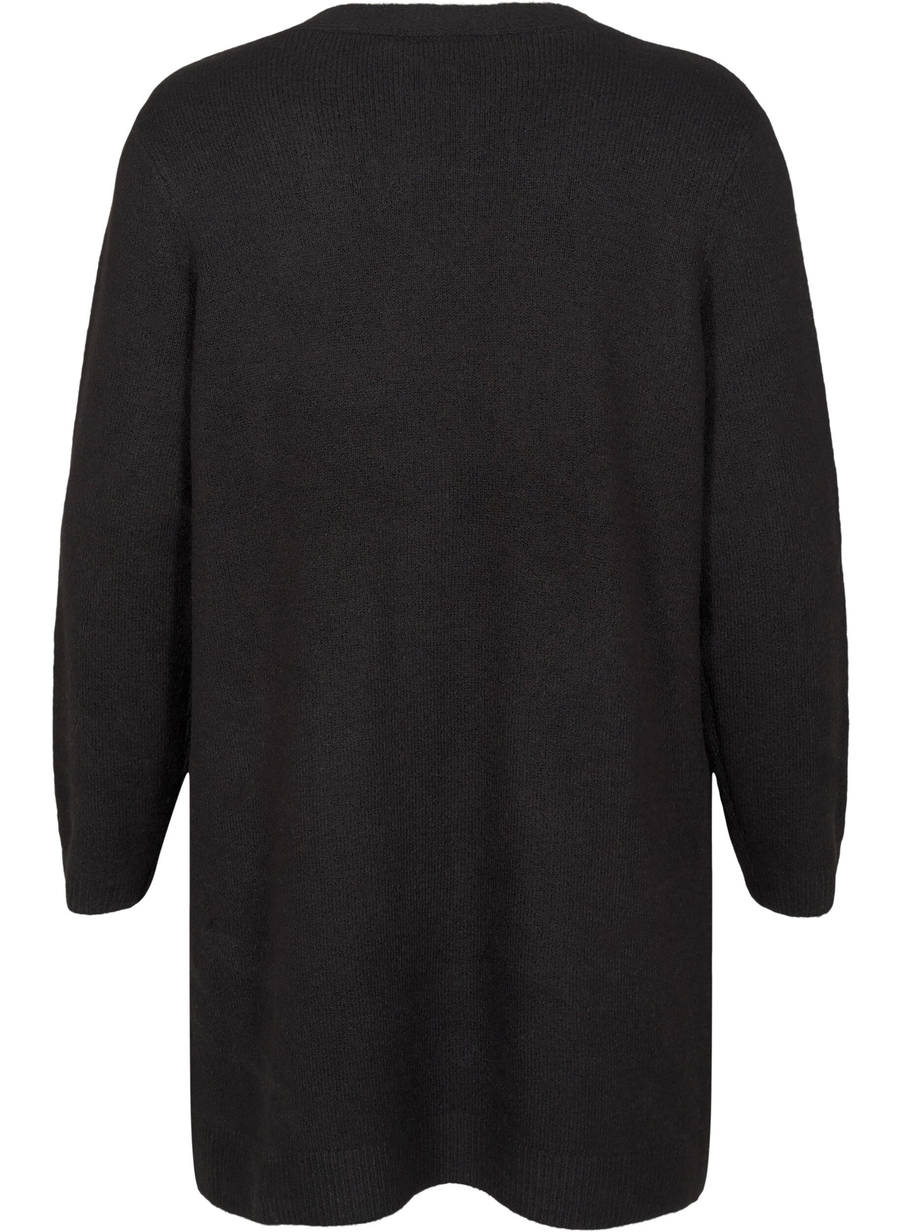 ZizziLange gebreide kleding vest met zakken, Zwart, Packshot image number 1