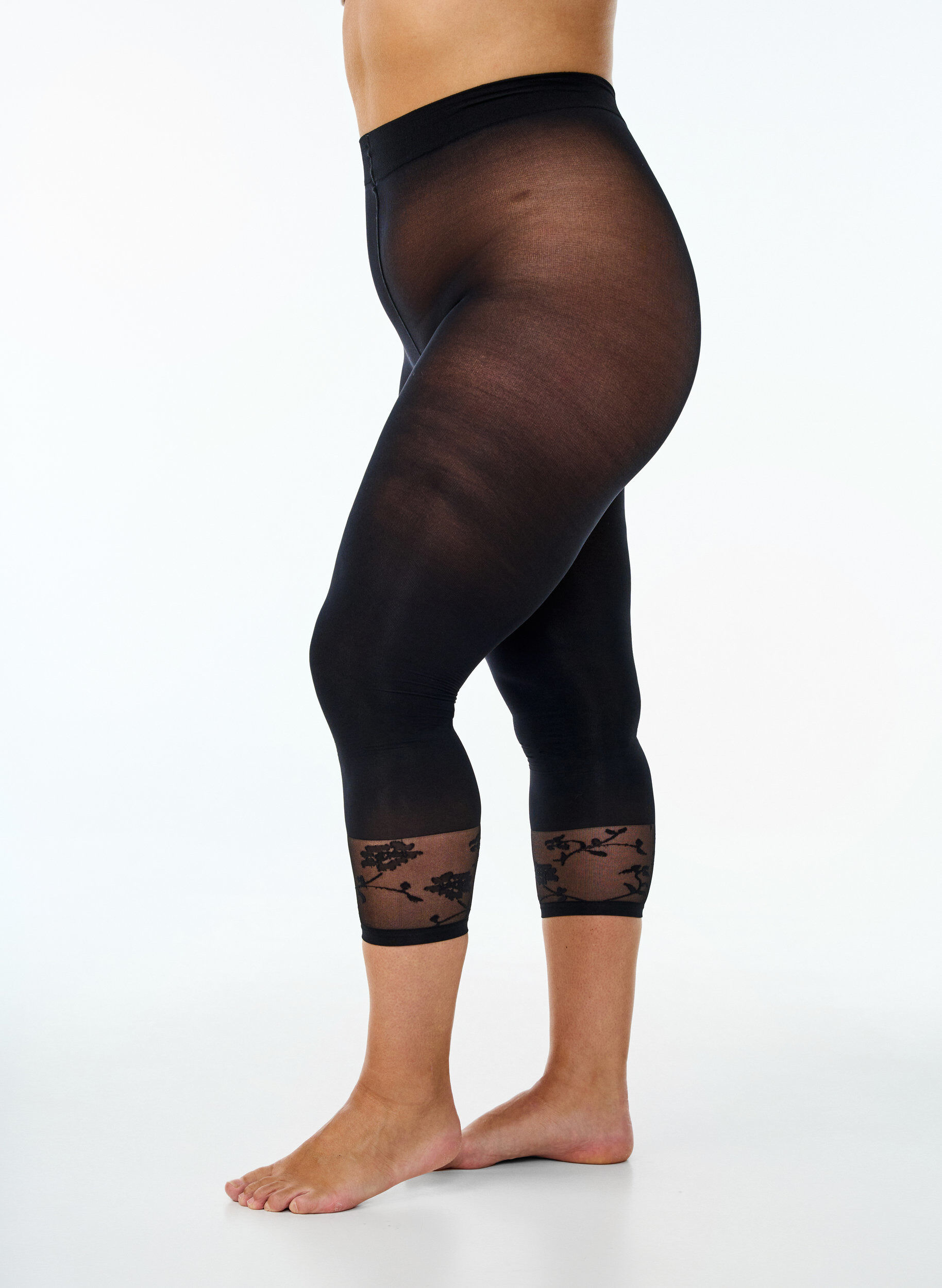 50 denier panties met kanten zoom, Zwart, Model