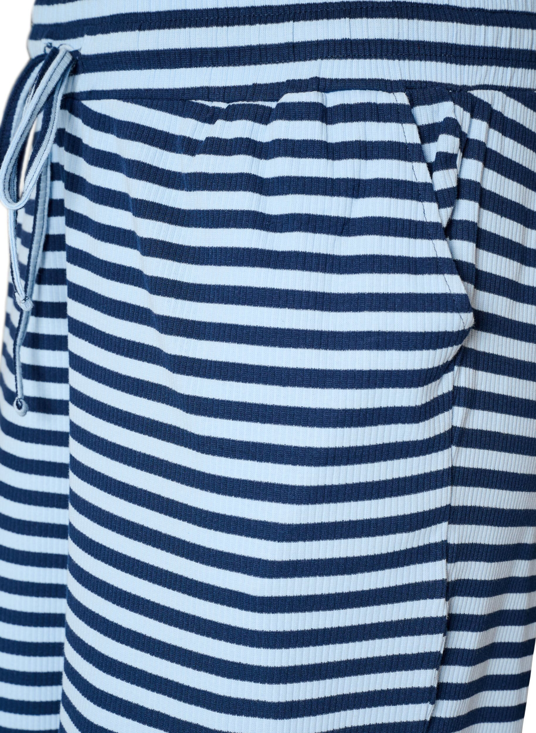 ZizziGestreepte pyjamabroek met een high waist en wijde pijpen, Blauw, Packshot image number 2