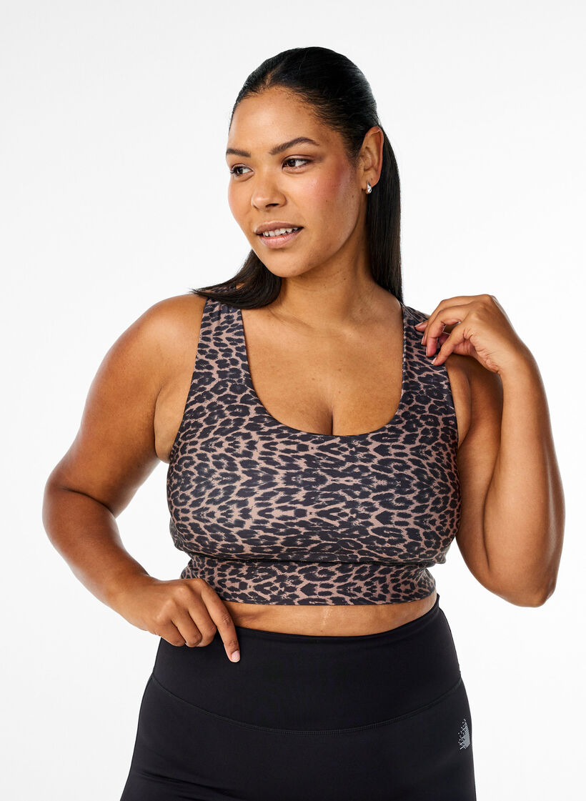 Racerback sport-bh met luipaardprint, Leo AOP, Model