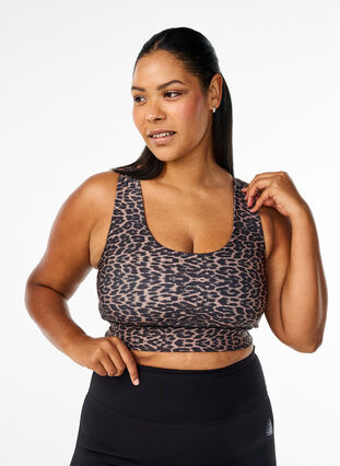 ZizziRacerback sport-bh met luipaardprint, Leo AOP, Model image number 0