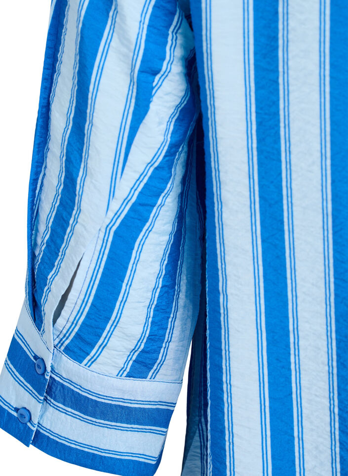 Korte jurk met kraag en borstzak, Blauw, Packshot image number 3