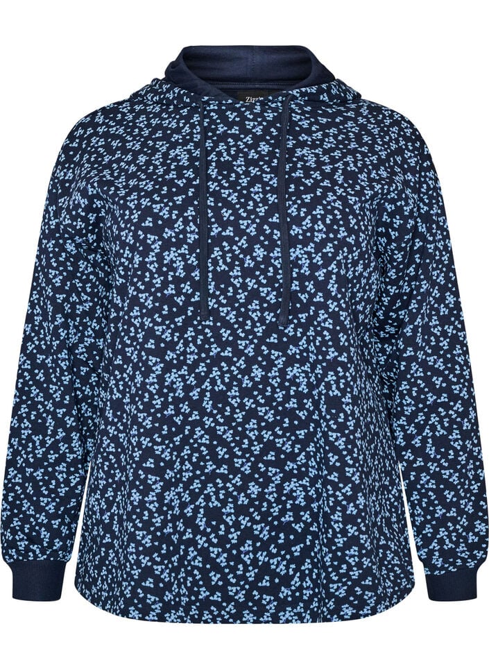 Hoodie met all-overprint, Blauw, Packshot image number 0