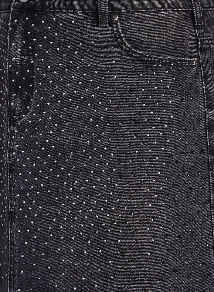 Korte denimrok met stenen., Grey Denim, Packshot