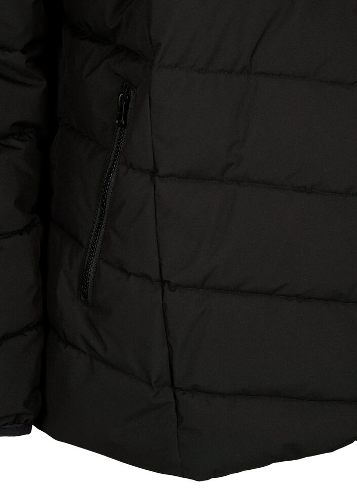 Kort pufferjack met capuchon, Zwart, Packshot image number 3