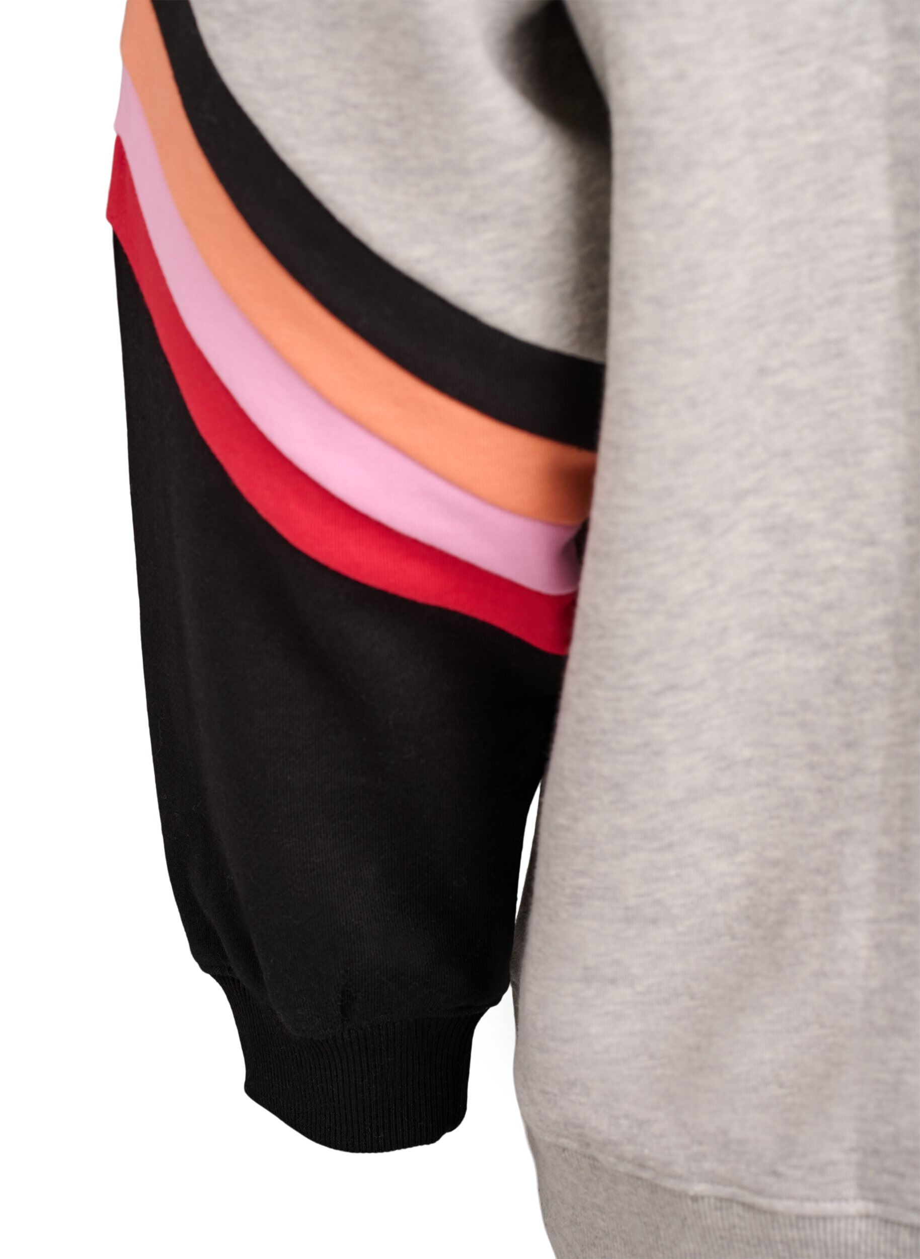 ZizziSweatshirt met losse pasvorm met contrastdetails op de mouwen, Grijs, Packshot image number 3
