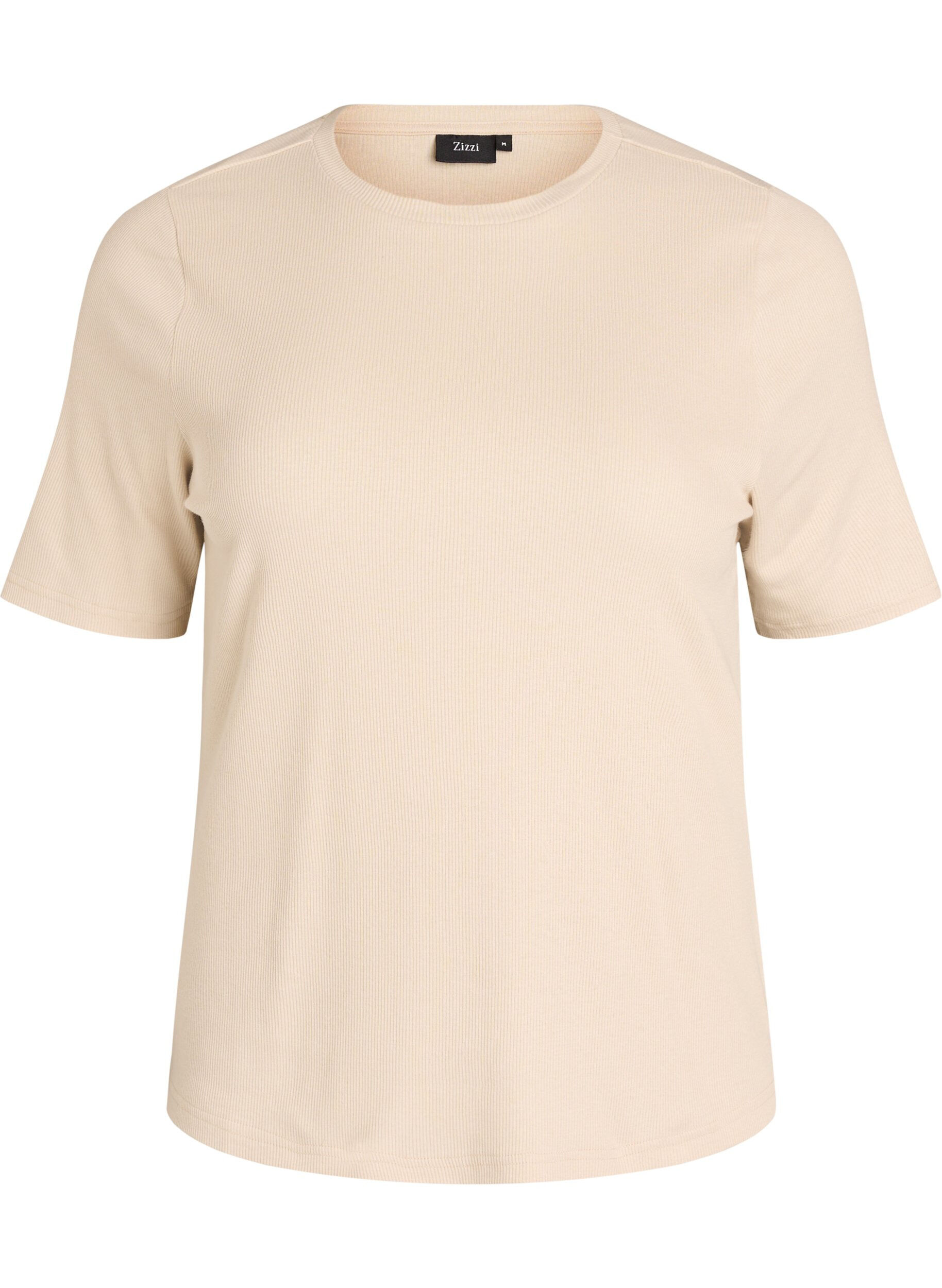 Basic rib T-shirt met ronde hals