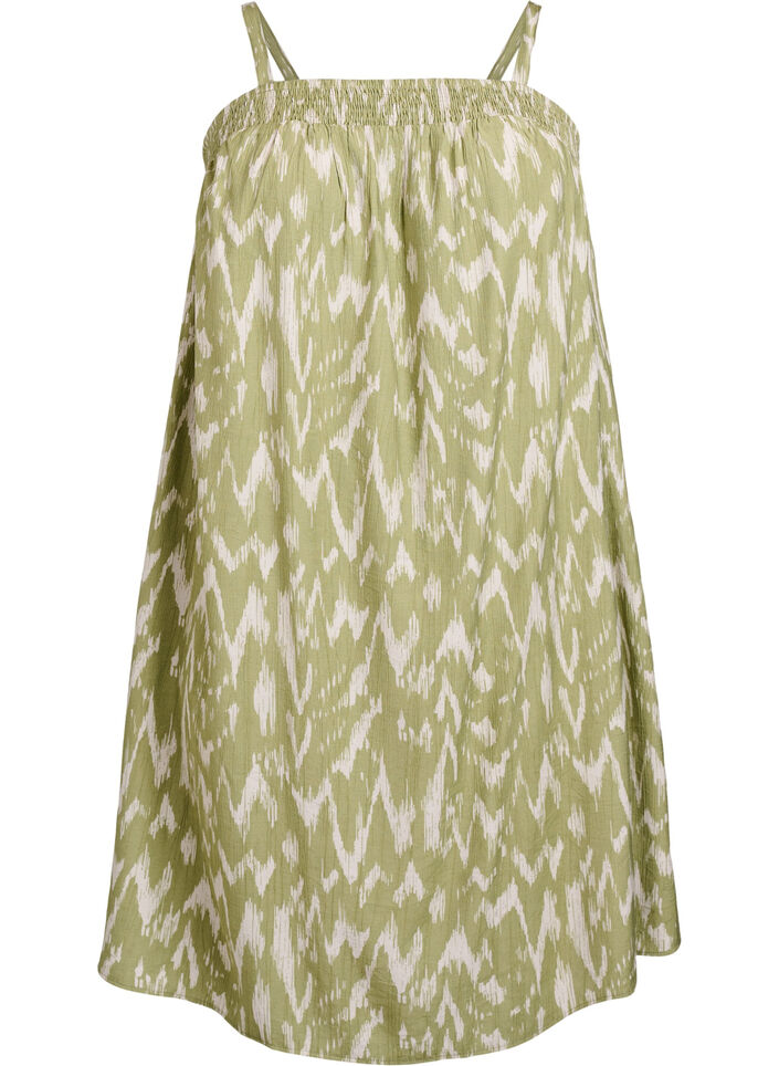 Korte viscose jurk met spaghettibandjes, Groen, Packshot image number 0