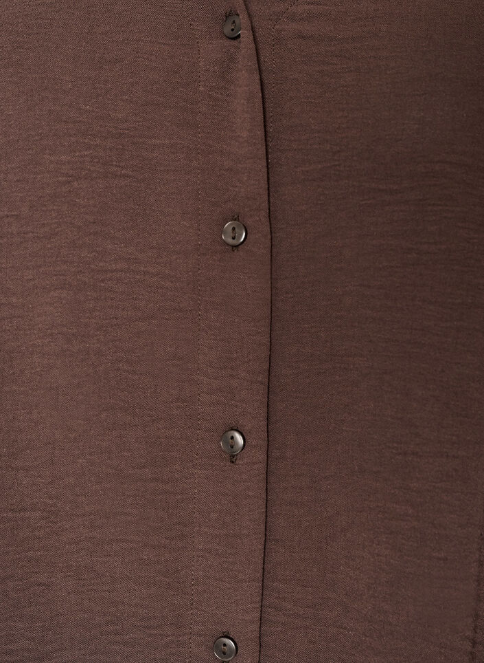 Shirtblouse met V-hals en 3/4 mouwen, Bruin, Packshot image number 2
