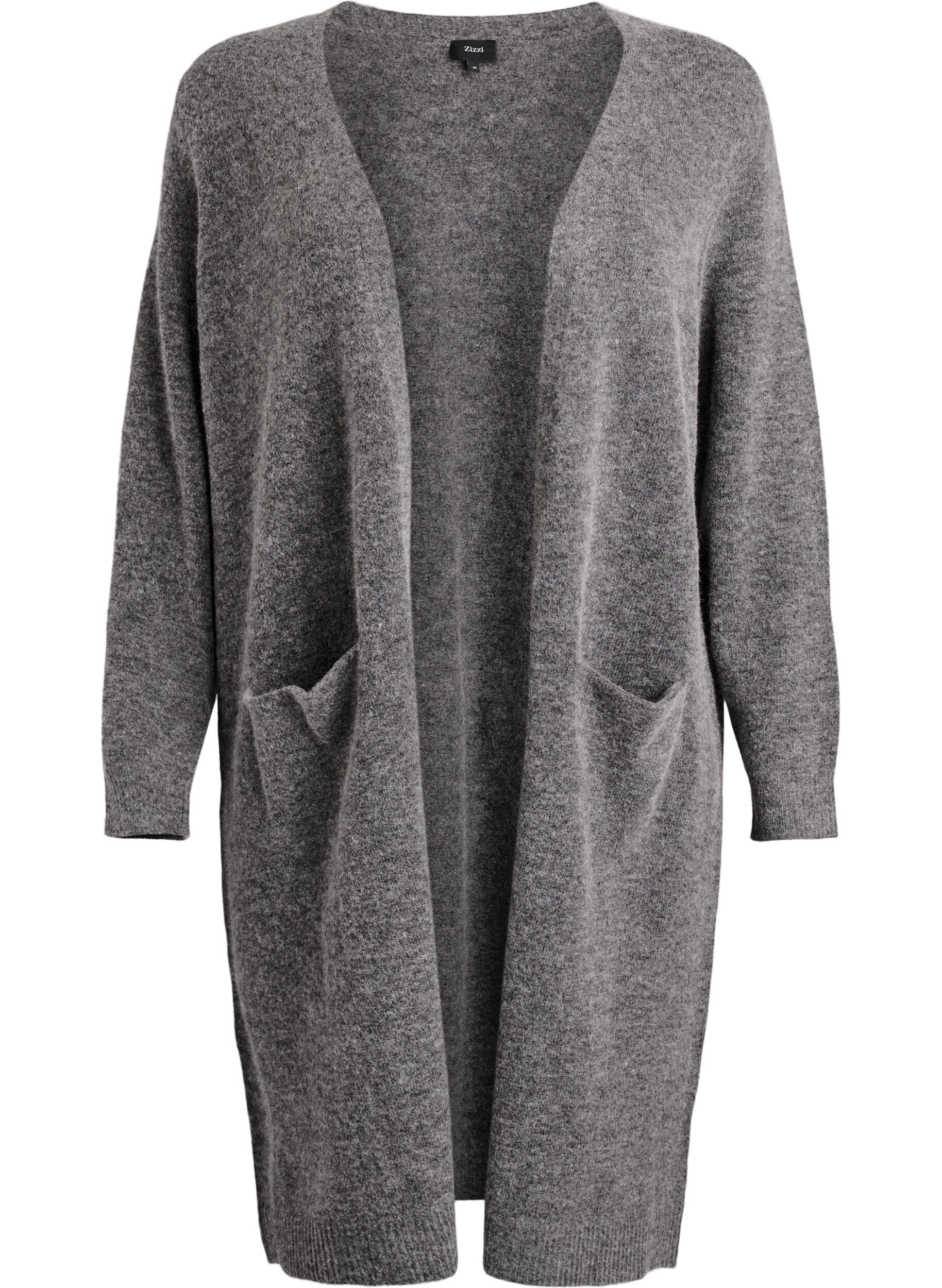 Lange gebreide cardigan met wol en alpaca