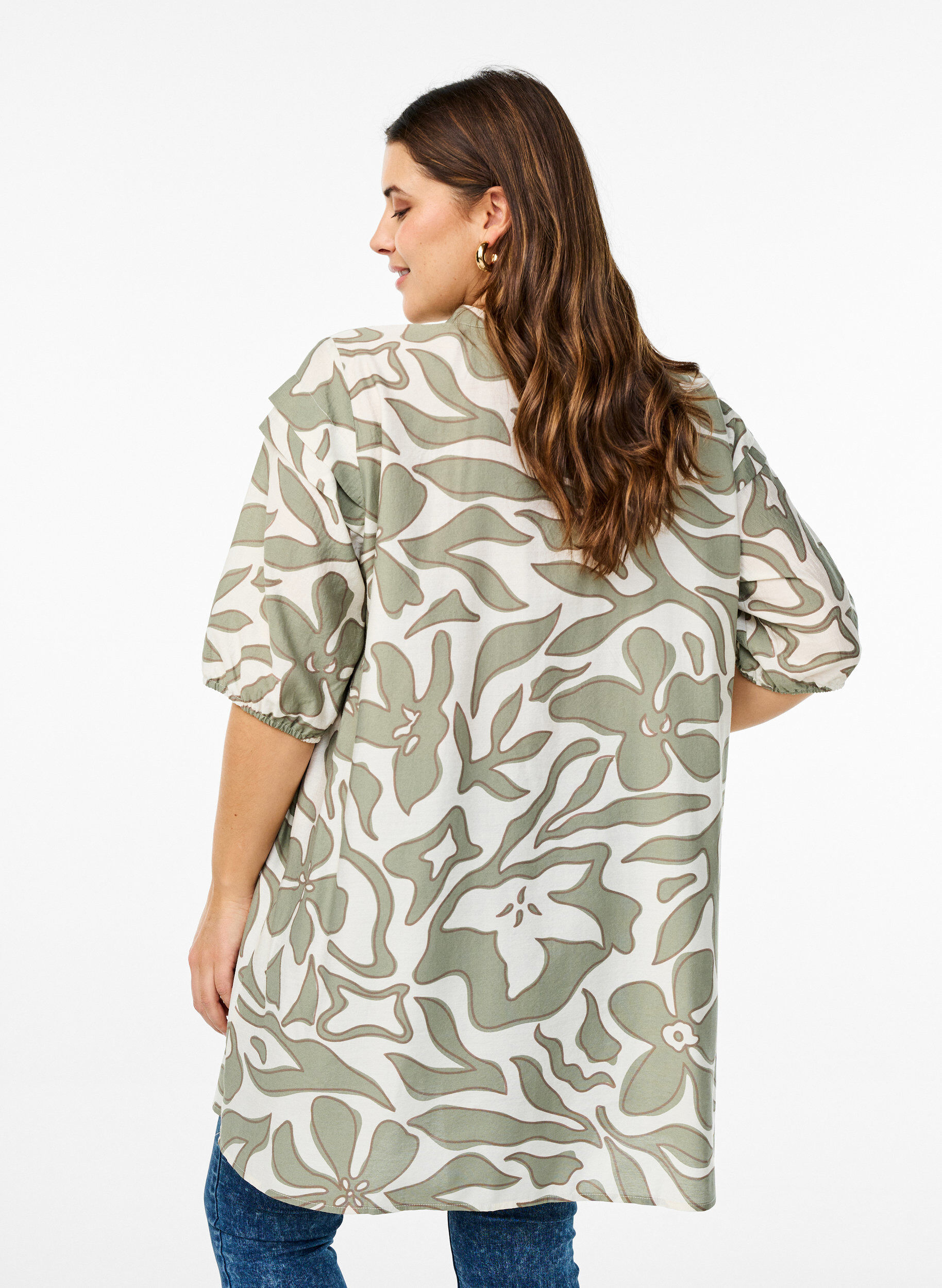 ZizziViscose tuniek met print, Oil Green Grap. AOP, Model image number 1