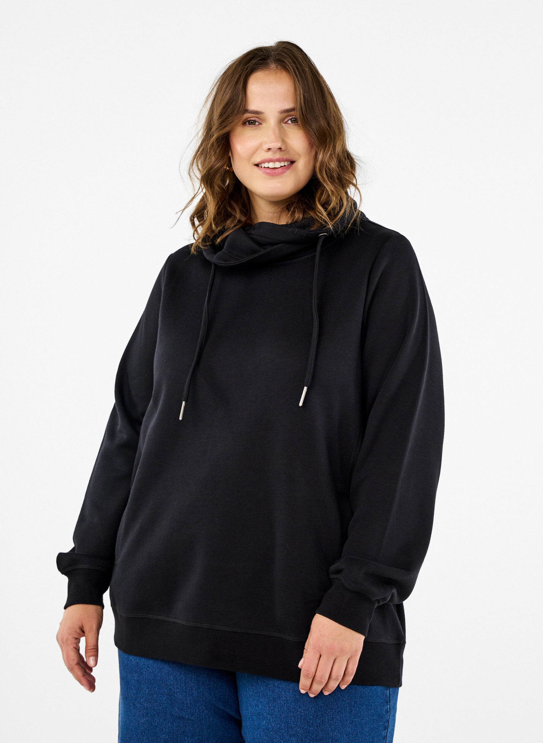 ZizziFLASH - Sweatshirt met hoge kraag, Black, Model image number 0