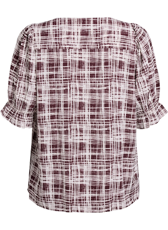 Shirtblouse met 1/2 mouwen, Donker Bordeaux, Packshot image number 1