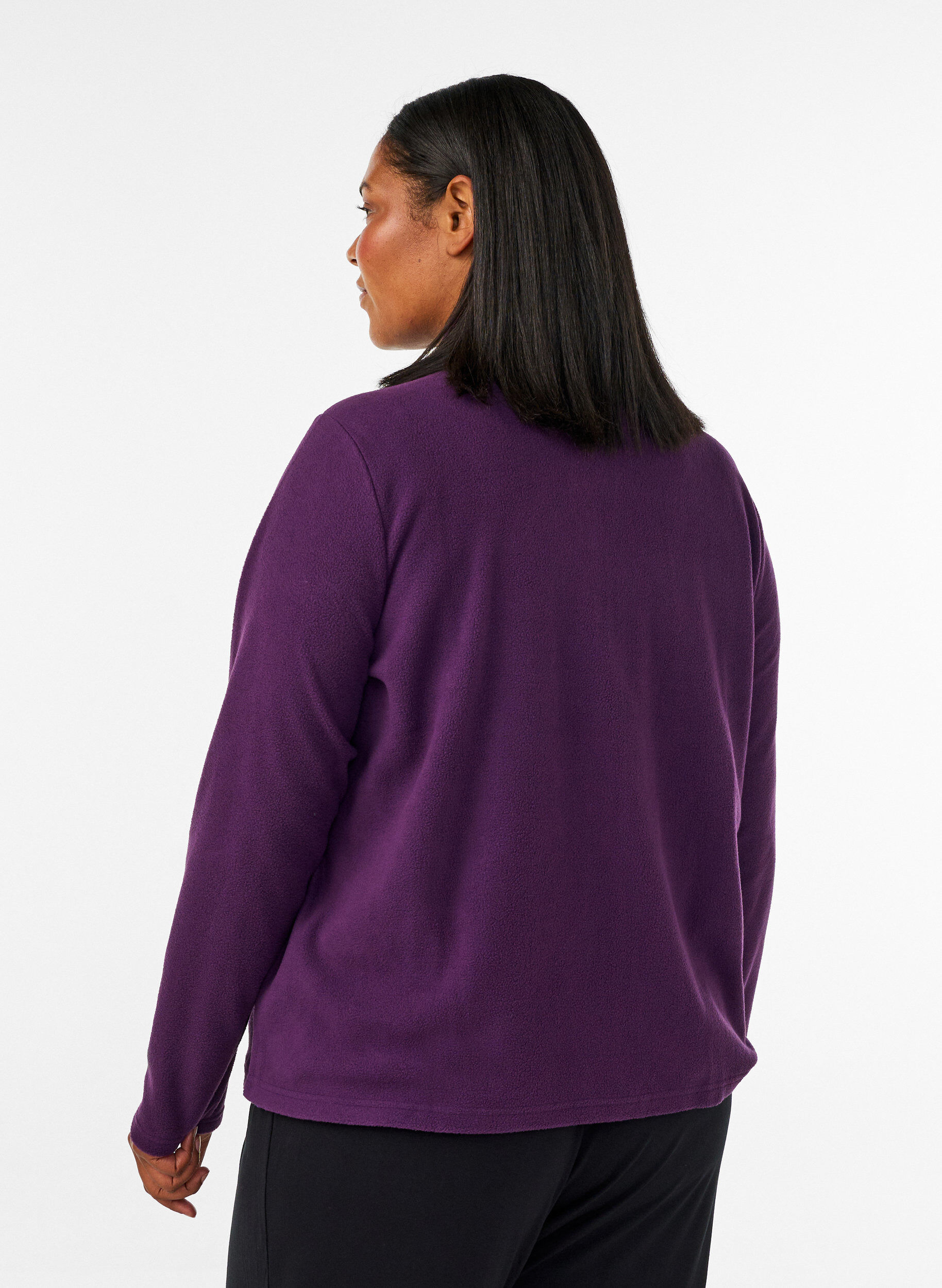 ZizziFleecetop met ritssluiting en hoge kraag, Paars, Model image number 2