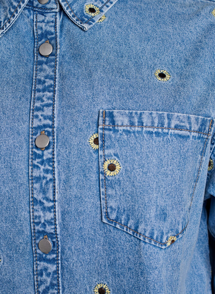 Denim shirt met geborduurde bloemen, L. B. D Sunflower , Packshot