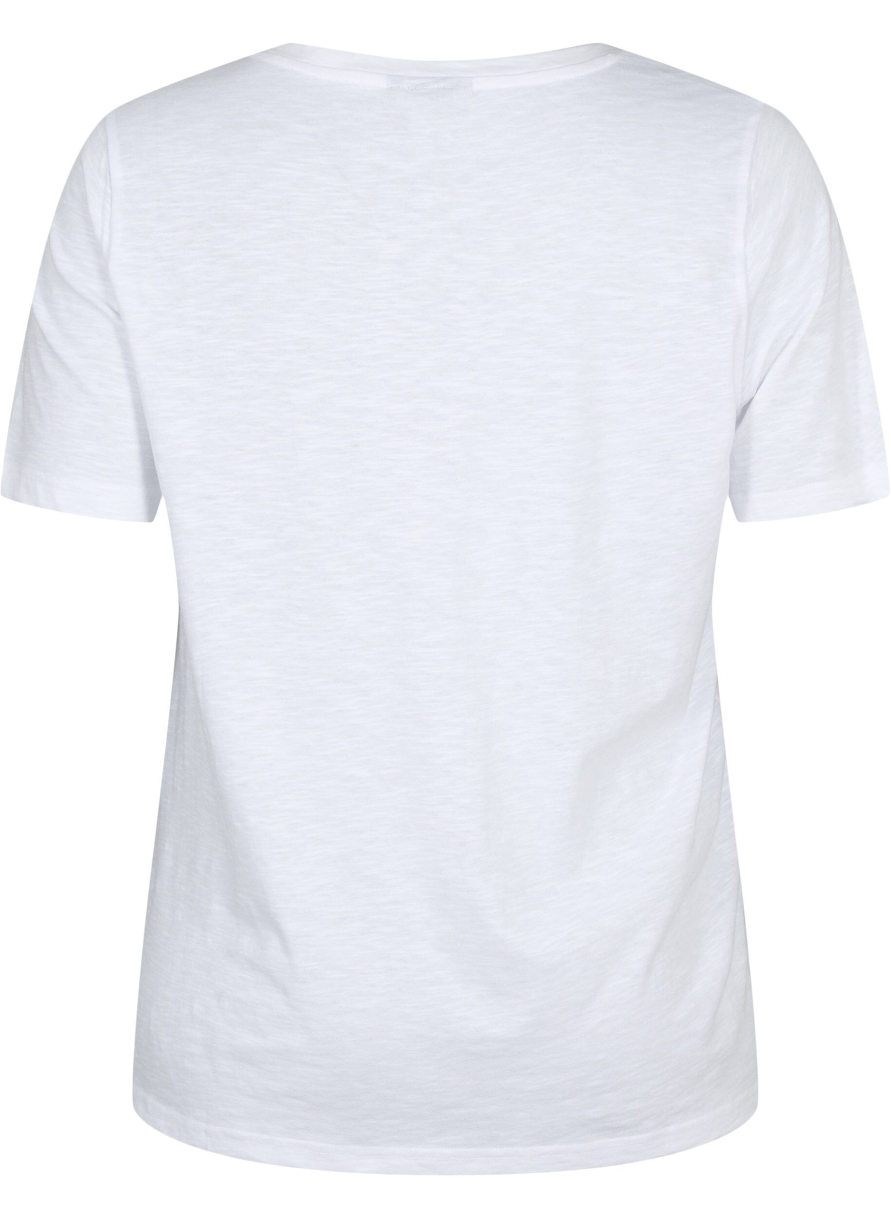 ZizziBasic t-shirt met korte mouwen en v-hals, Wit, Packshot image number 1