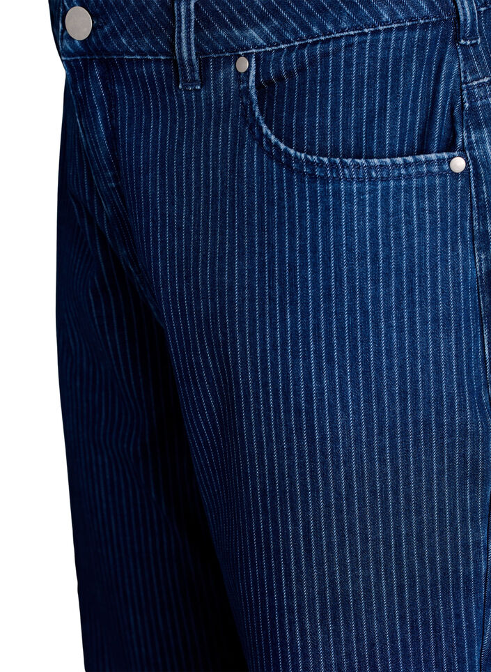 Gestreepte jeans met een rechte pasvorm, Blauw, Packshot