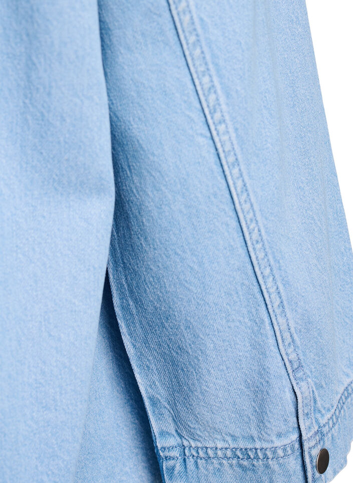 Los denimshirt met 3/4-mouwen, Blauw, Packshot image number 3
