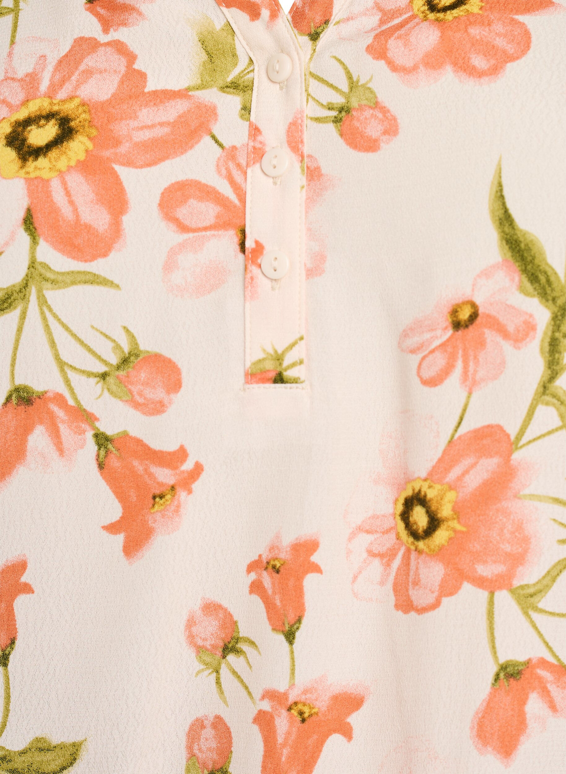ZizziViscose blouse met bloemenprint en korte mouwen, Vanille, Packshot image number 2