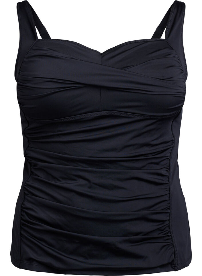 Tankini met draperingen, Zwart, Packshot image number 0