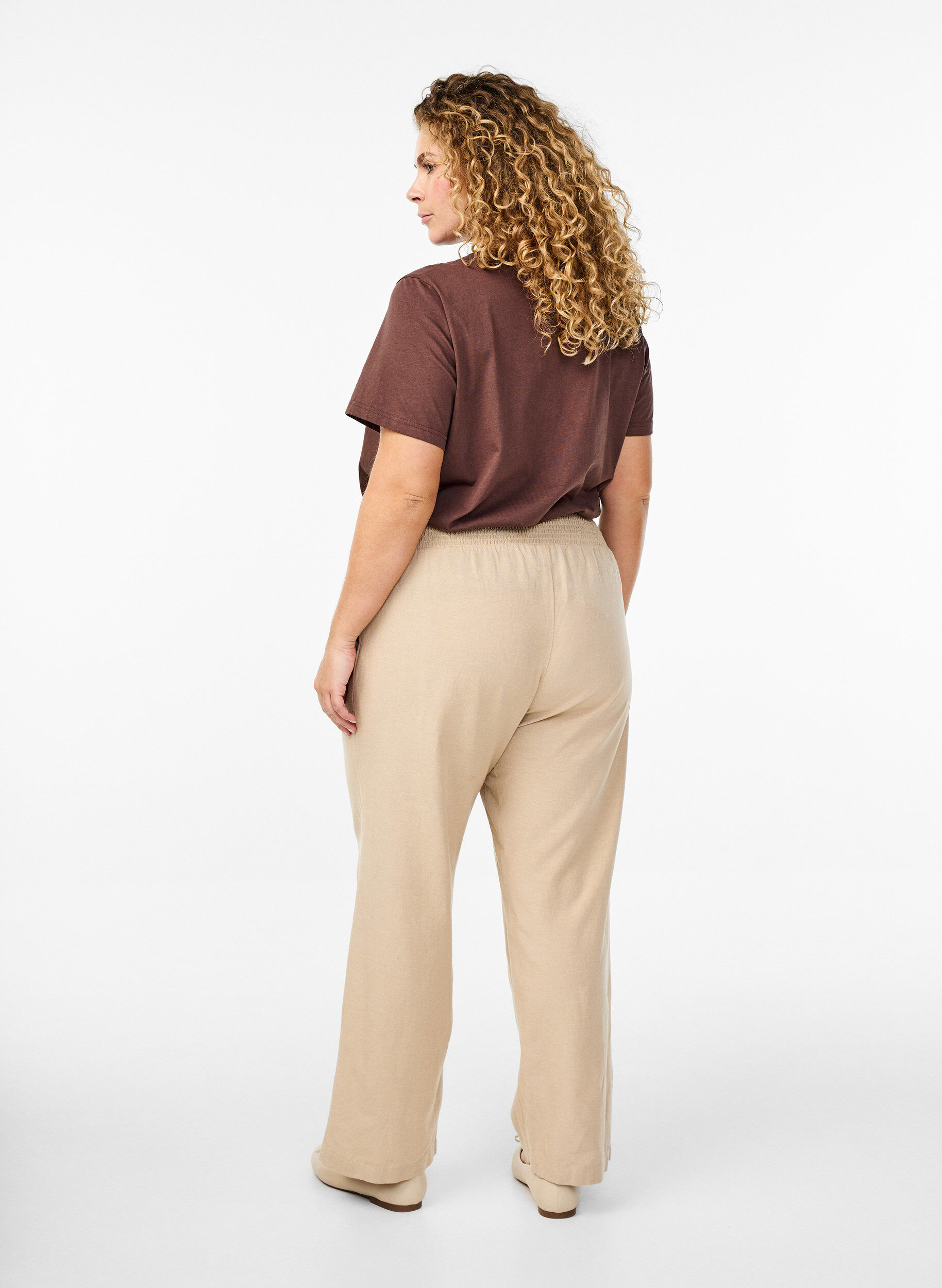 ZizziSmock broek met linnen, Beige, Model image number 1