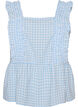 Top met ruitjes en ruchesdetails, Blauw, Packshot image number 0
