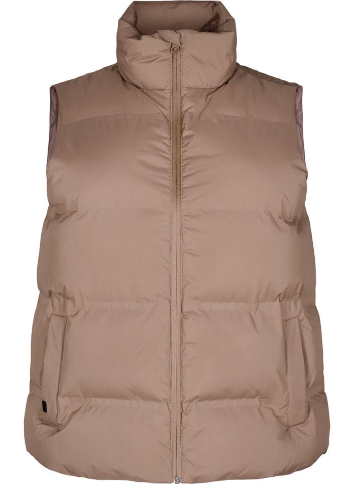 Doudoune sans manches courte avec col montant, Marron, Packshot image number 0
