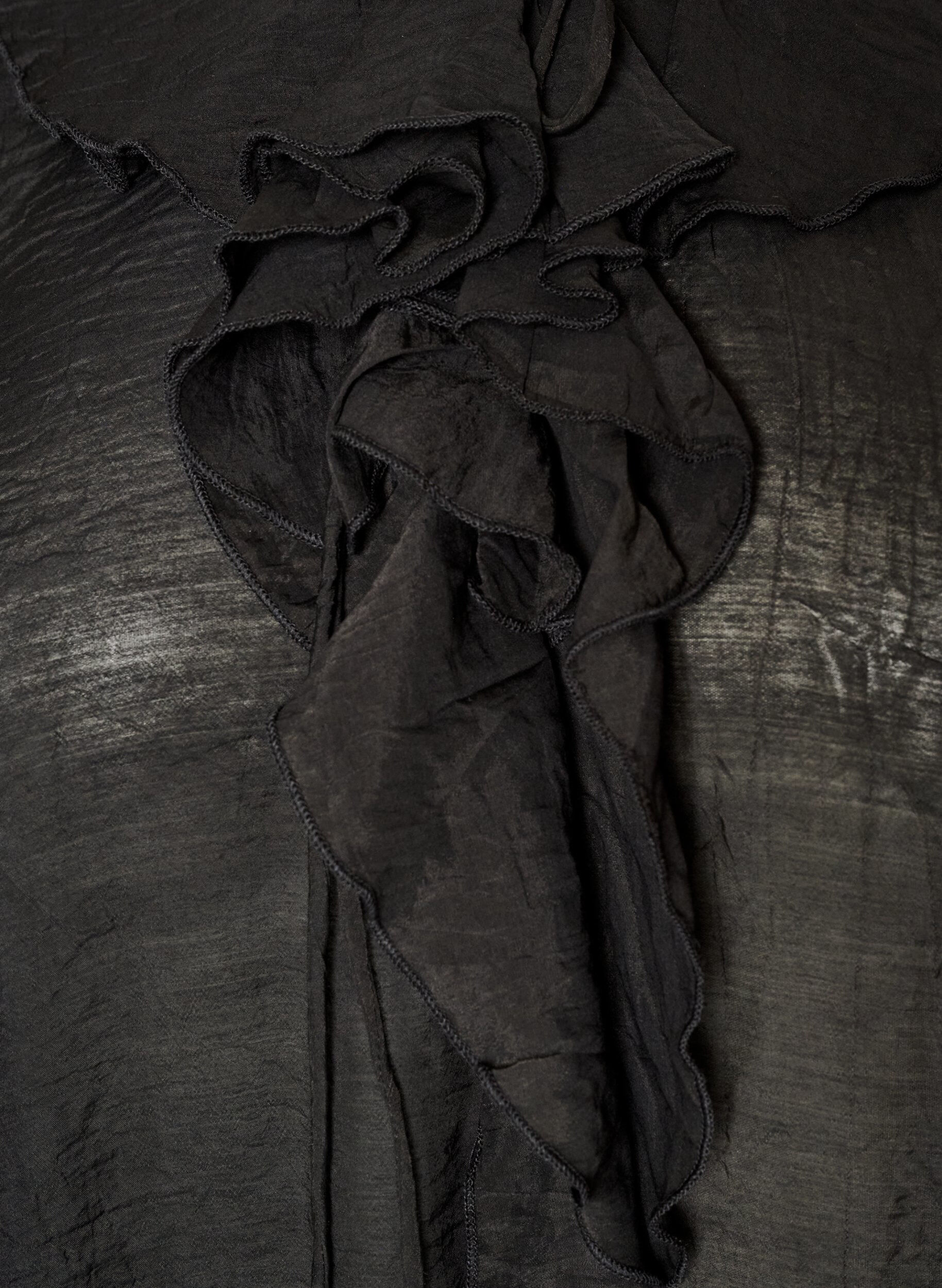 ZizziViscose blouse met ruches en lange mouwen, Zwart, Packshot image number 2